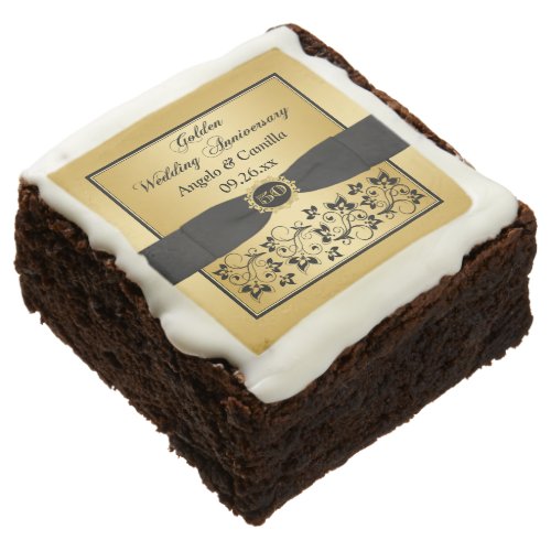 25 Black Gold Floral 50th Anniversary Brownies