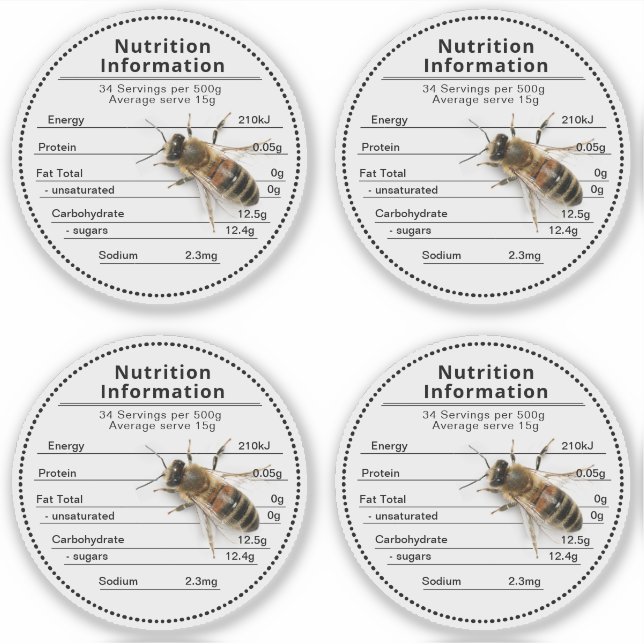 2.5" Clear Australian Honey Nutrition with Bee Sticker (Front)