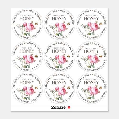 25 Honey Thankful for Family and Friends Rose Sticker