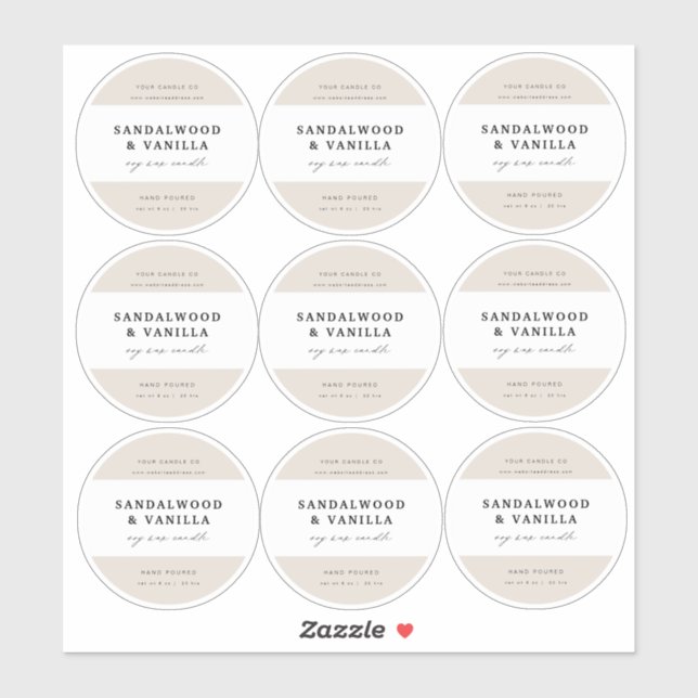 2.5 inch Round Candle Business Tin Sticker Labels (Sheet)