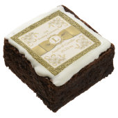 2.5" Ivory, Gold Floral 15th Anniversary Brownies (Angled)