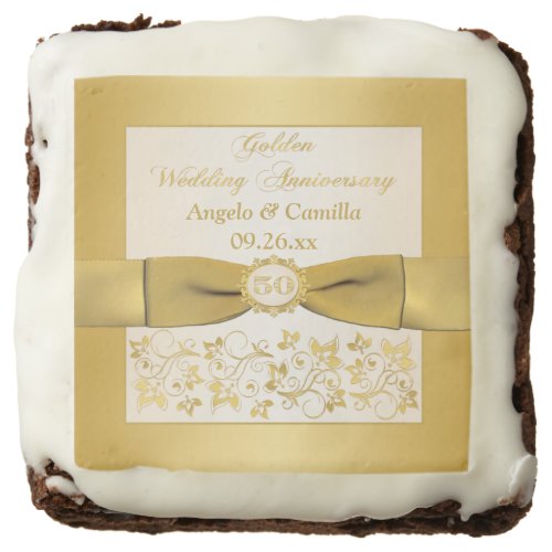 25 Ivory Gold Floral 50th Anniversary Brownies