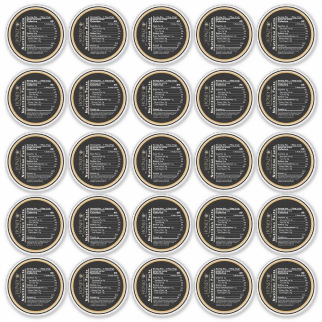 2.5" Manuka Honey Black Gold Honey Nutrition Facts Sticker (Front)