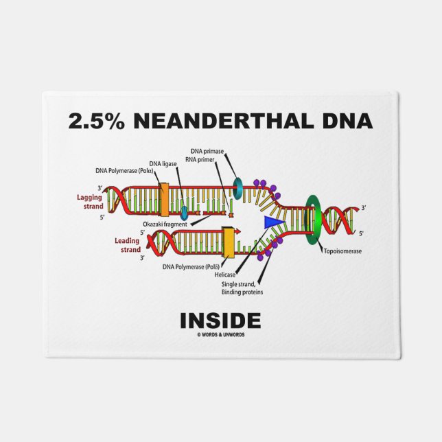2.5% Neanderthal DNA Inside Biology Geek Humor Doormat (Front)