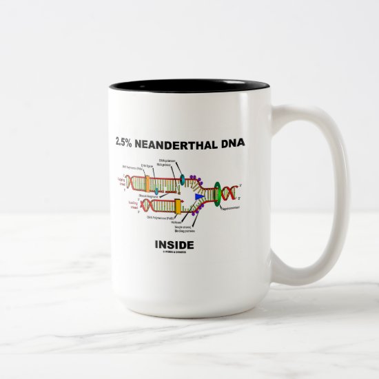2.5% Neanderthal DNA Inside (DNA Replication) Two-Tone Coffee Mug