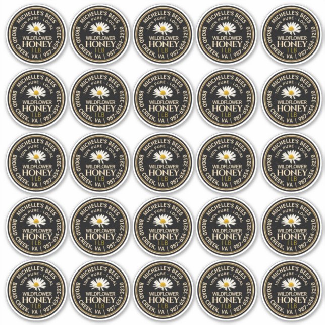2.5" Vinyl Waterproof Honey Label with Daisy (Front)