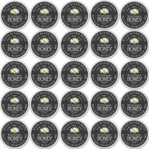 2.5" White Daisy Mason Jar Black Waterproof Label