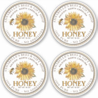 2.5" White Honey Mason Jar Lid Label Sunflower