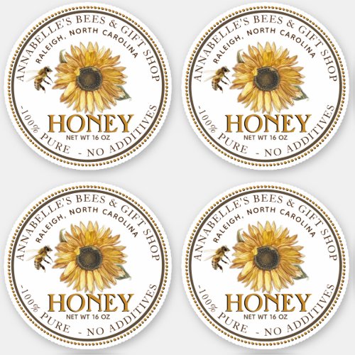 25 White Honey Mason Jar Lid Label Sunflower 