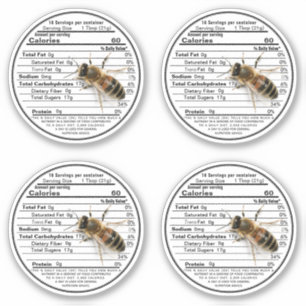 2.5" White Mason Jar Honey Nutrition Label Bee