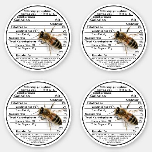 25 White Mason Jar Honey Nutrition Label Bee