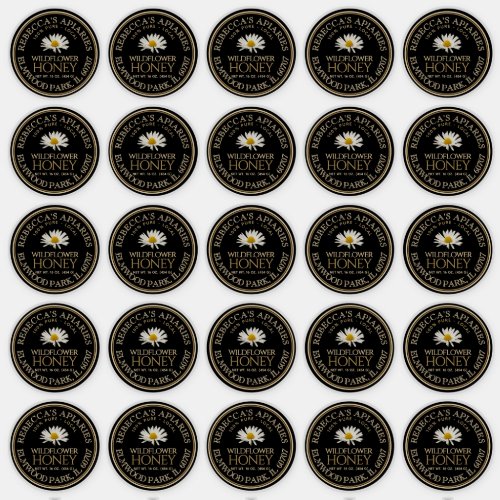 25 Wildflower Honey Black Daisy Custom Label