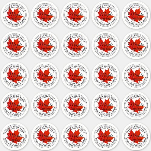25 Wood_fired Maple Syrup Label Red Maple Leaf