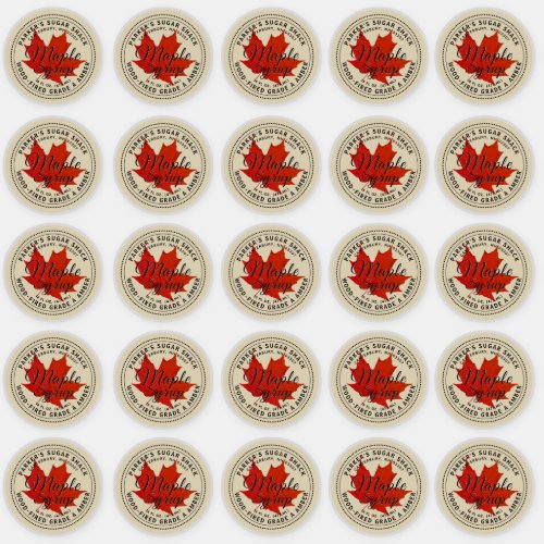 25 Wood_fired Maple Syrup Label Red Maple Leaf 