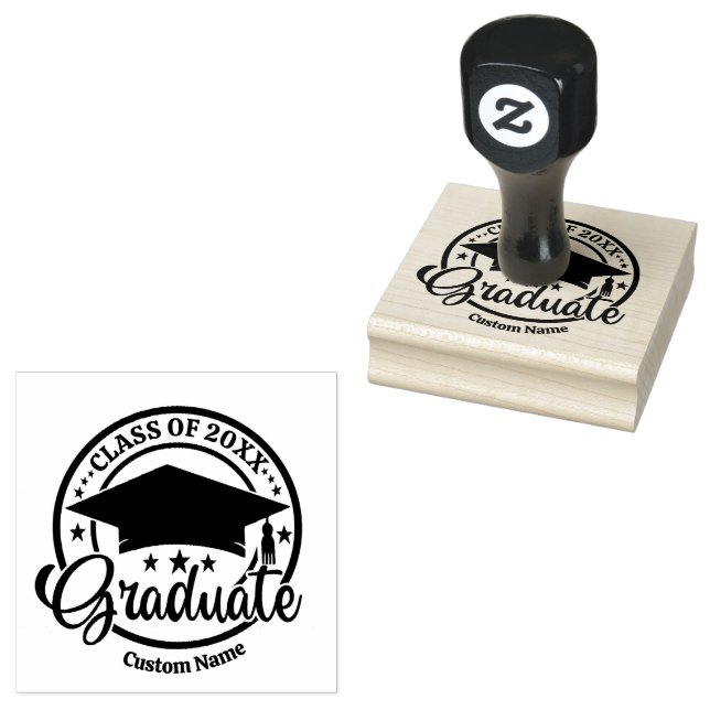2.5" x 2.5" Custom Grad Rubber Stamp Ink Pad Color (Stamped)