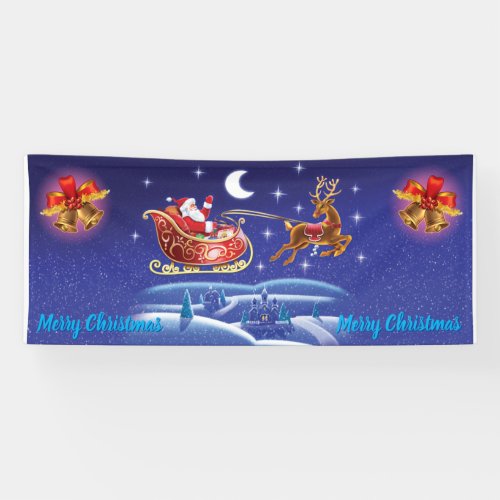 25 x 6 Christmas vinyl Banner Santa sleigh ride