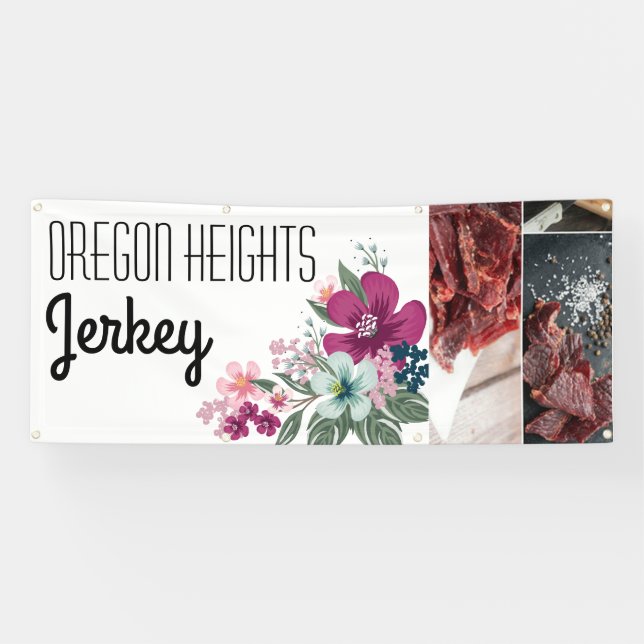 2.5'x6' Business Announcement Tropical Flowers on Banner (Horizontal)
