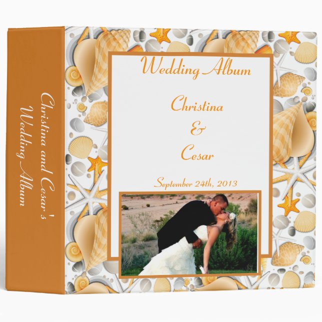 2.8" Photo Binder Assorted Seashells Orange (Front/Spine)