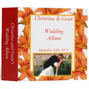 2.8" Photo Binder Orange Tiger Lilly w/Stripes Red