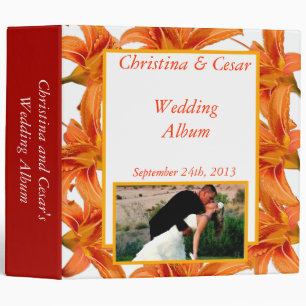 2.8" Photo Binder Orange Tiger Lilly w/Stripes Red