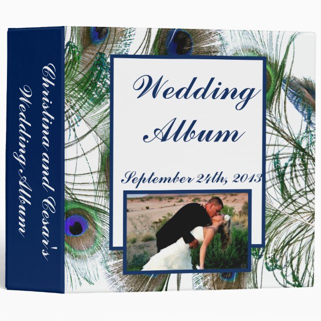 2.8" Photo Binder Peacock Feathers Blue/Green (Front/Spine)