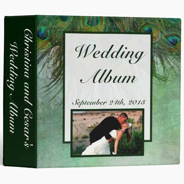 2.8" Photo Binder Peacock Green Feathers (Front/Spine)