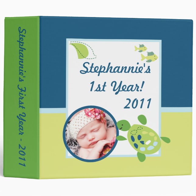 2.8" Photo Binder Scrapbook Turtle Reef Ocean Sea (Front/Spine)