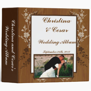 2.8" Photo Binder Wooden Plank Floral Wedding Flow