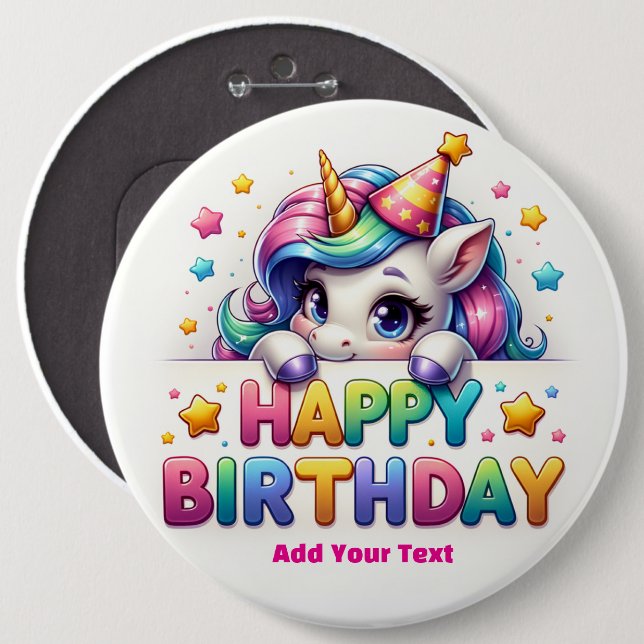 #2 Add Your Text /Happy Birthday  Button (Front & Back)