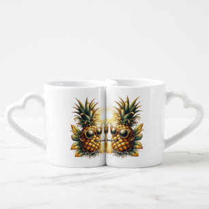 2 Ananas sharing juice with love; funny time Coffee Mug Set