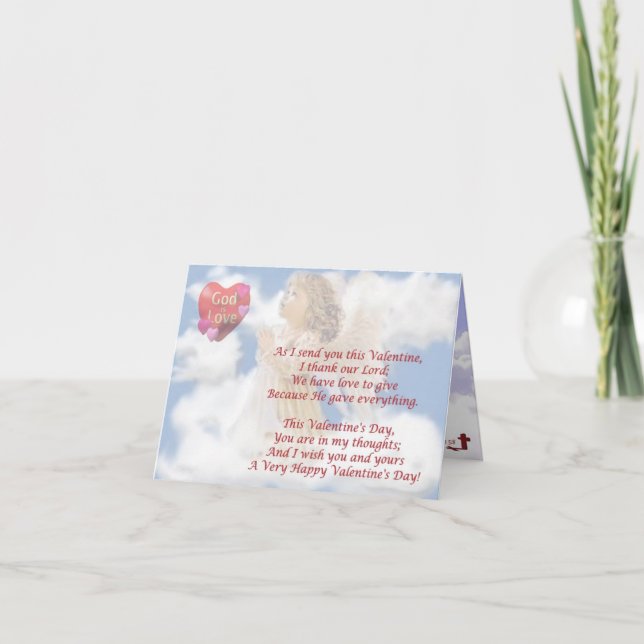 2. Angelic God Is Love - Religious Valentine Wish Holiday Card (Front)