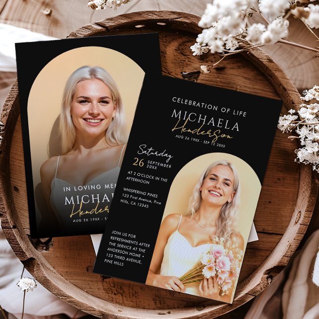 2 Arch Photos Celebration of Life/Funeral/Memorial Invitation (Creator Uploaded)