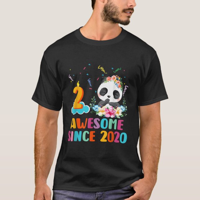 2 Awesome Since 2020 2Nd Panda Unicorn T-Shirt (Front)