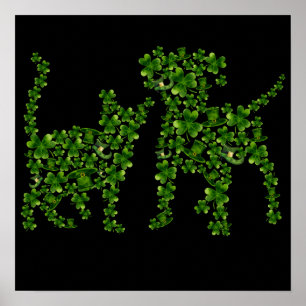 2 Awesome St Patrick Shamrock Cat & Dog Cat Poster