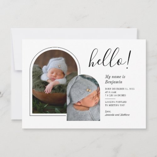 2 Baby Photos Hand_Lettered Birth Announcement