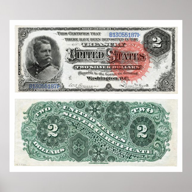$2 Banknote Silver Certificate Series 1886 Poster (Front)