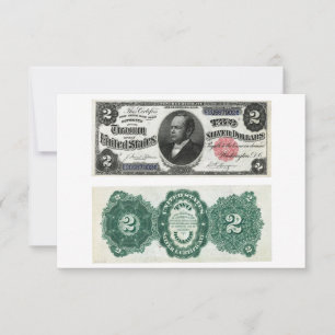 $2 Banknote Silver Certificate Series 1891 Invitation