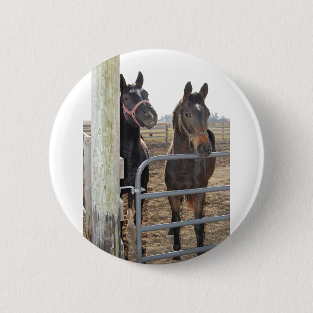 2 Barn Horses Button (Front)