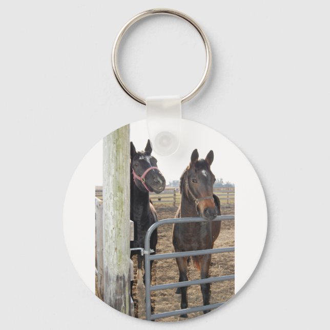 2 Barn Horses Keychain (Front)