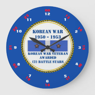 2 BATTLE STARS KOREAN WAR VETERAN LARGE CLOCK