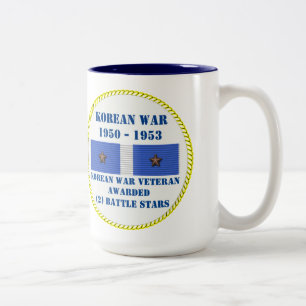 2 BATTLE STARS KOREAN WAR VETERAN Two-Tone COFFEE MUG