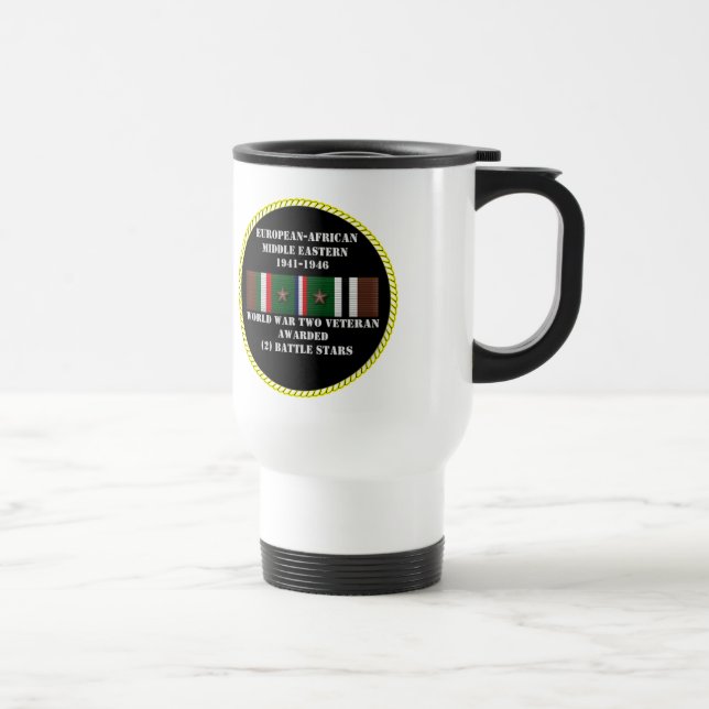 2 BATTLE STARS / WORLD WAR II VETERAN TRAVEL MUG (Right)