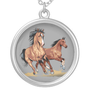 2 Beautiful Horses Running Necklace