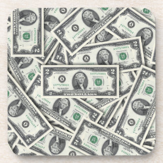 $2 Bill Money Pattern Beverage Coaster