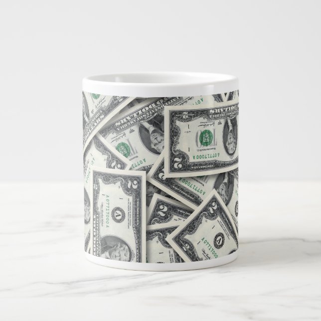 $2 Bill Money Pattern Giant Coffee Mug (Front)