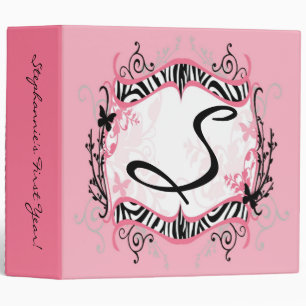 2" Binder Monogram Butterfly Zebra Animal Print Fa
