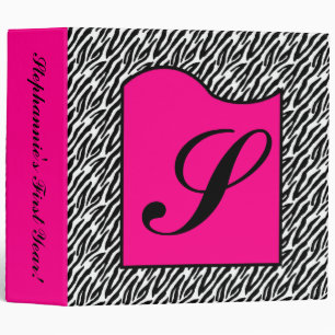 2" Binder Monogram Hot Pink Zebra Animal Print