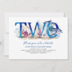 2 Birthday Invitation Ocean Underwater World