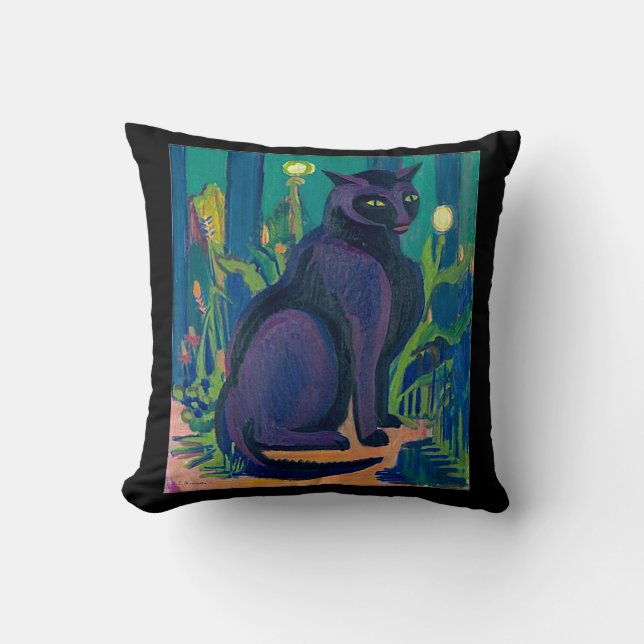 2 Black Cats, Kirchner, Throw Pillow (Front)