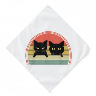 2 Black Cats Peeking Vintage Retro Cat Animal Love Bandana